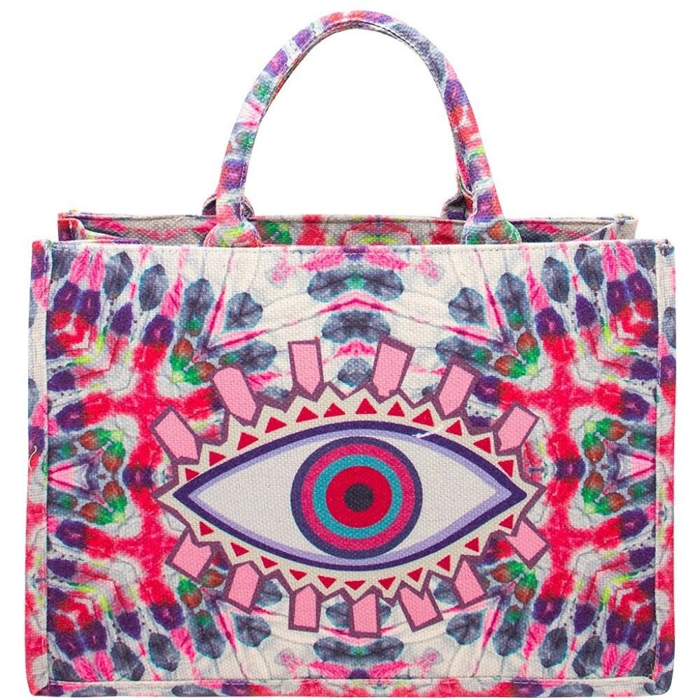 Diona J Multi Color Pattern Design Evil Eye Tote … - image 1